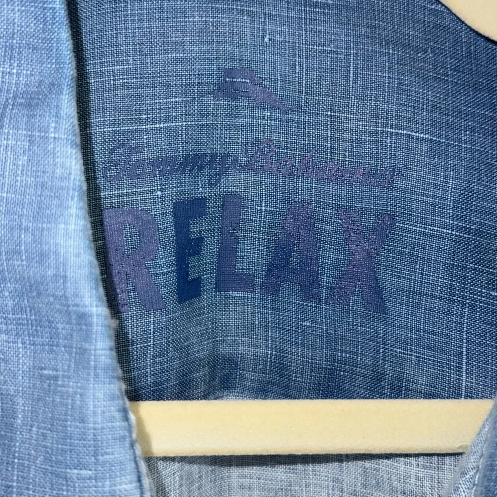 Tommy Bahama 100% linen‎ Casual Blue Button-Down Shirt